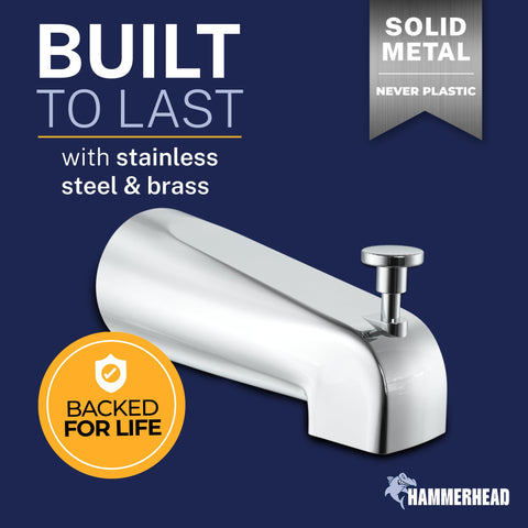 HammerHead tub spout in action with smooth filling flow into tub.