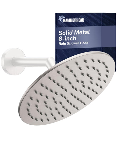 HammerHead Showers solid metal 8inch brushed-nickel rain head for lasting luxury