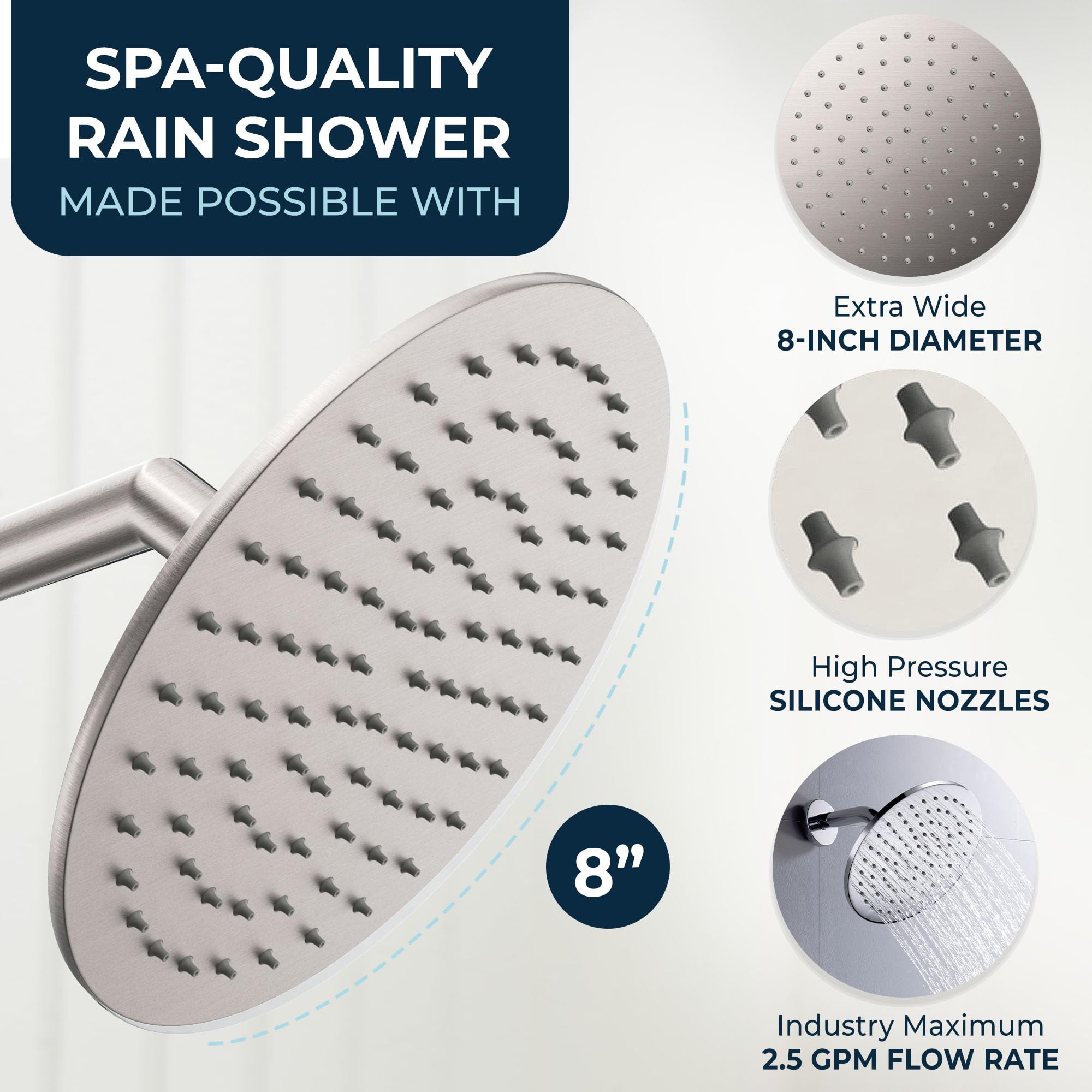 HammerHead rain shower head with wide coverage for immersive showers