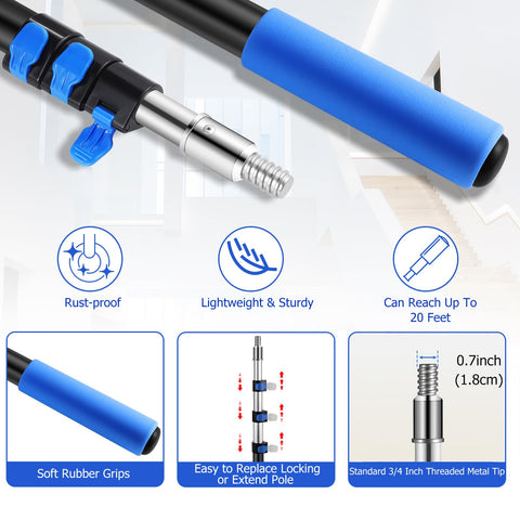 Hammrit 3-12ft adjustable aluminum pole with secure locking enables versatile heights