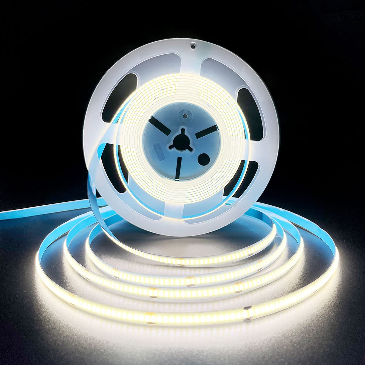 HAMRVL COB LED strip lights illuminate room ambience with clean 6000K white light.