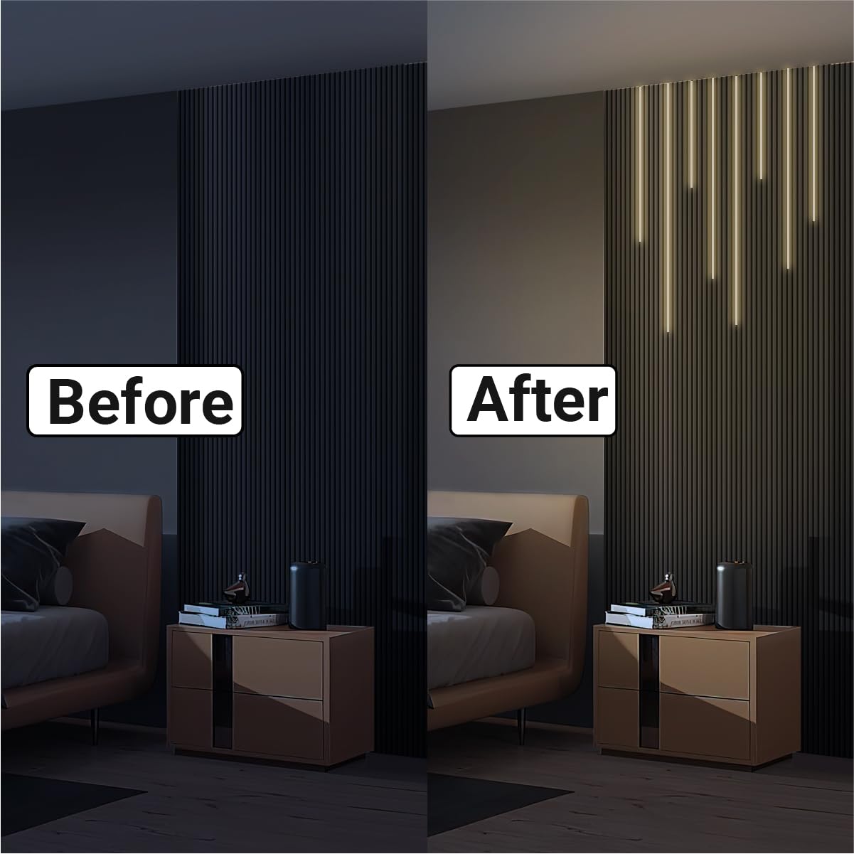 HAMRVL self-adhesive installation lights install quickly without tools.