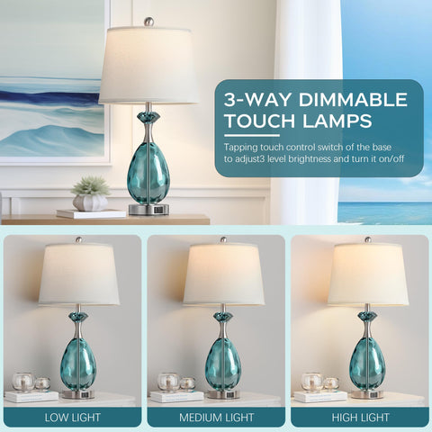 Hamucd coastal glass lamp touch-control brightness for effortless use