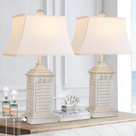 Hamucd coastal table lamp with shell pattern for a sea-inspired look