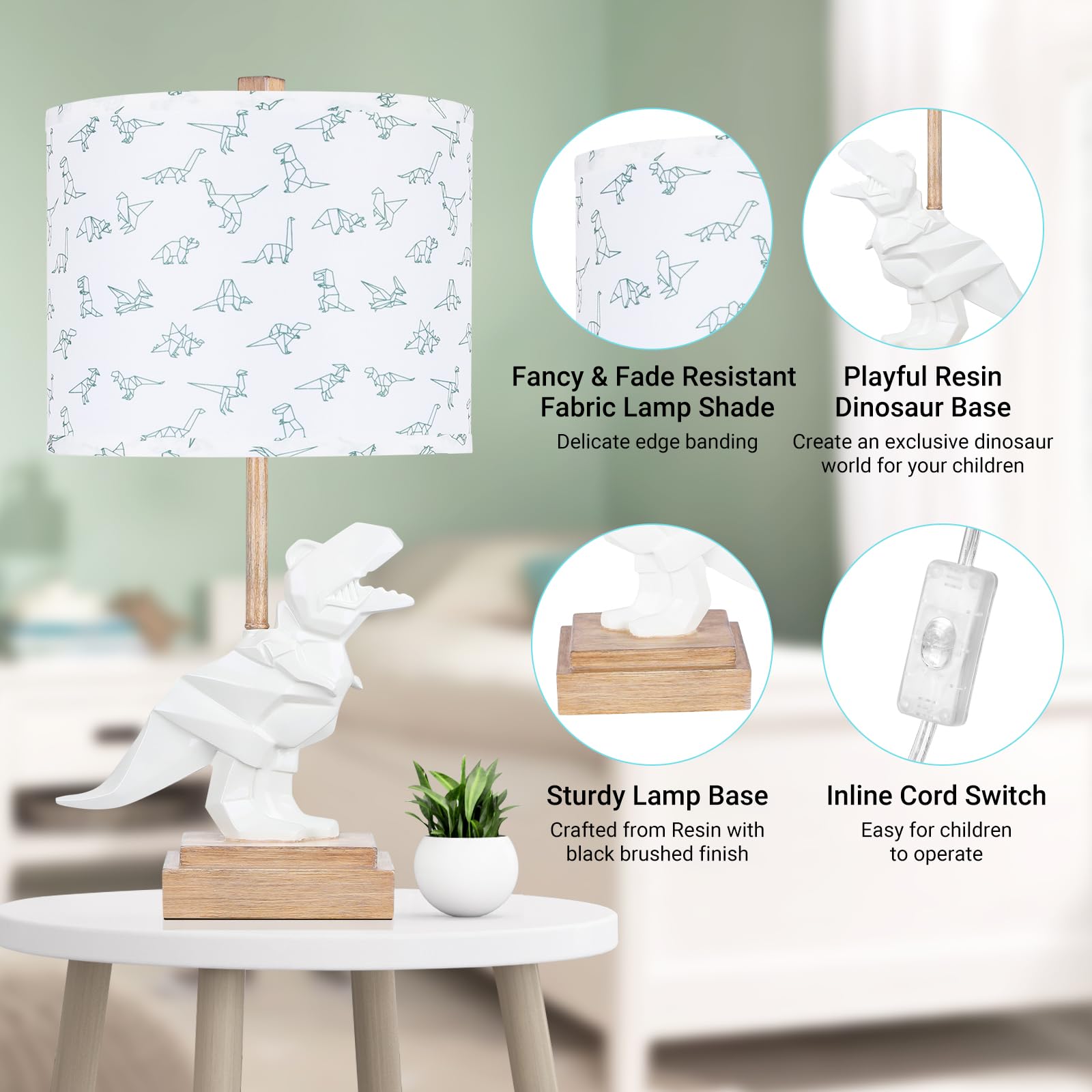 Hamucd dinosaur table lamp LED bulb delivers energy-efficient, long-lasting light.