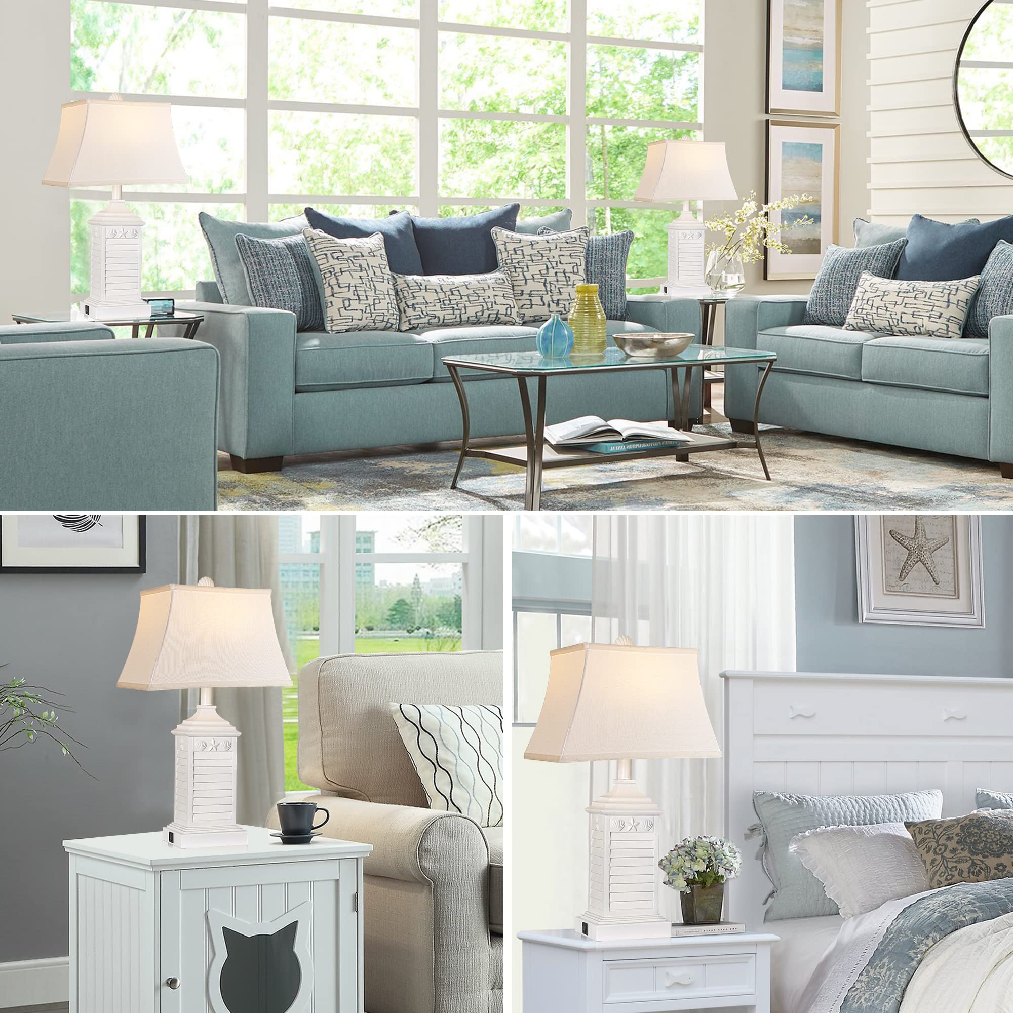 Hamucd white linen shade provides soft, eye-friendly illumination for evenings.