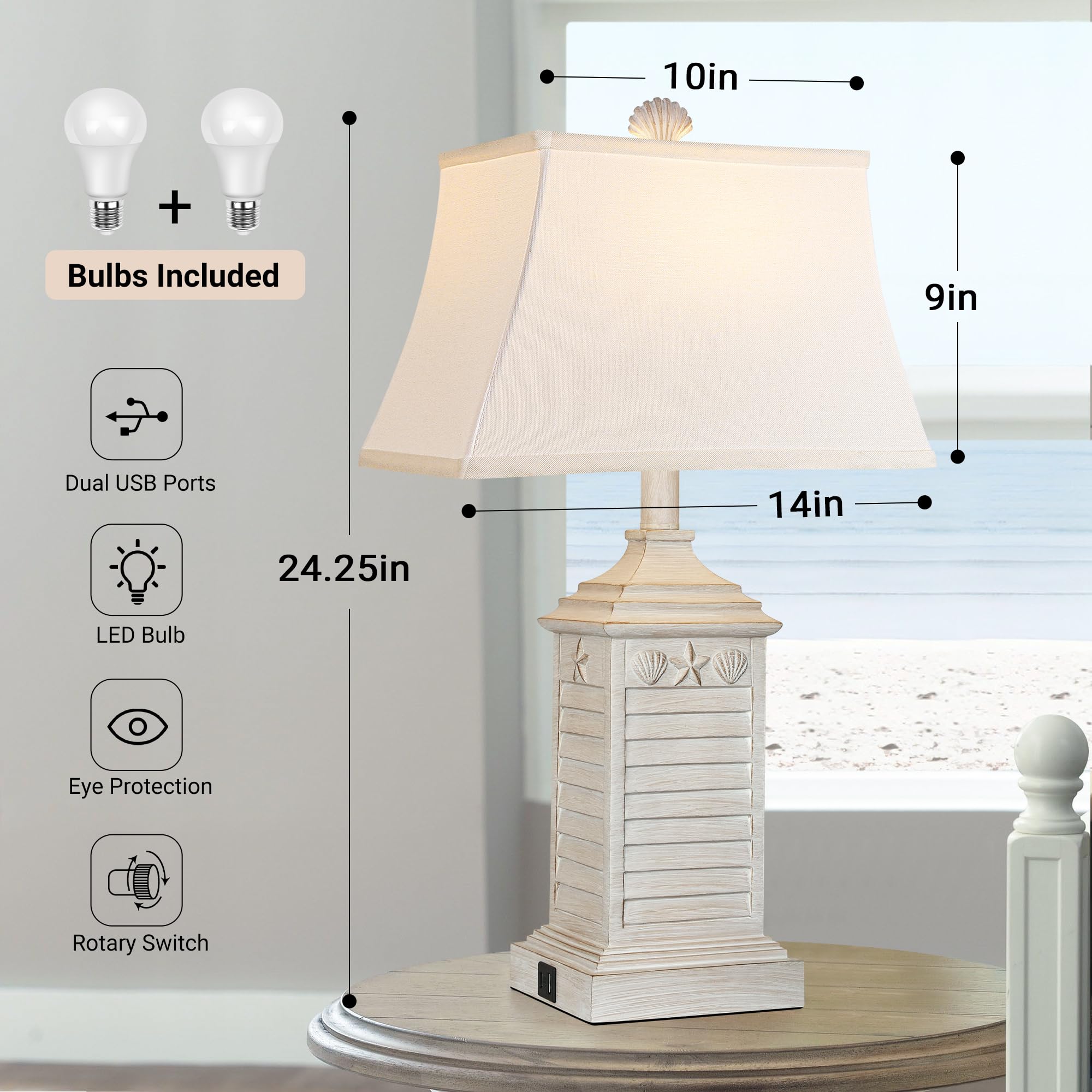 Hamucd bedside lamp with USB A+C ports for device charging