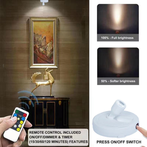 HAMVIDNE wireless LED spotlight on a dark dartboard for center highlight