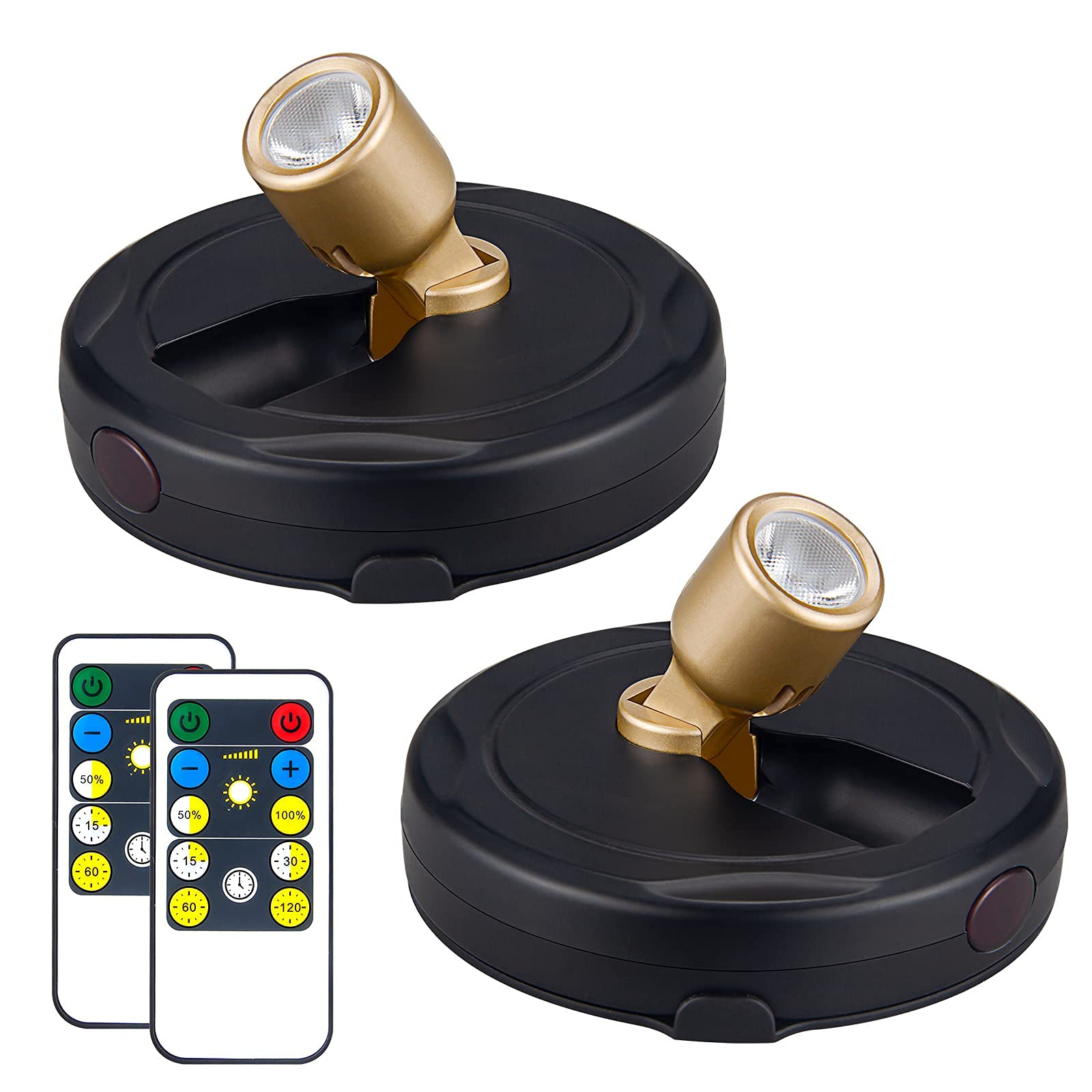 HAMVIDNE wireless LED spotlight front view highlighting artwork with warm 3000K glow
