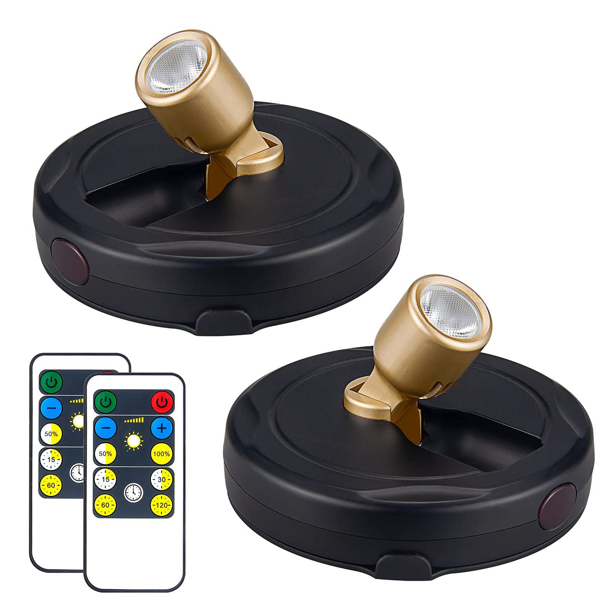 HAMVIDNE wireless LED spotlight front view highlighting artwork with warm 3000K glow