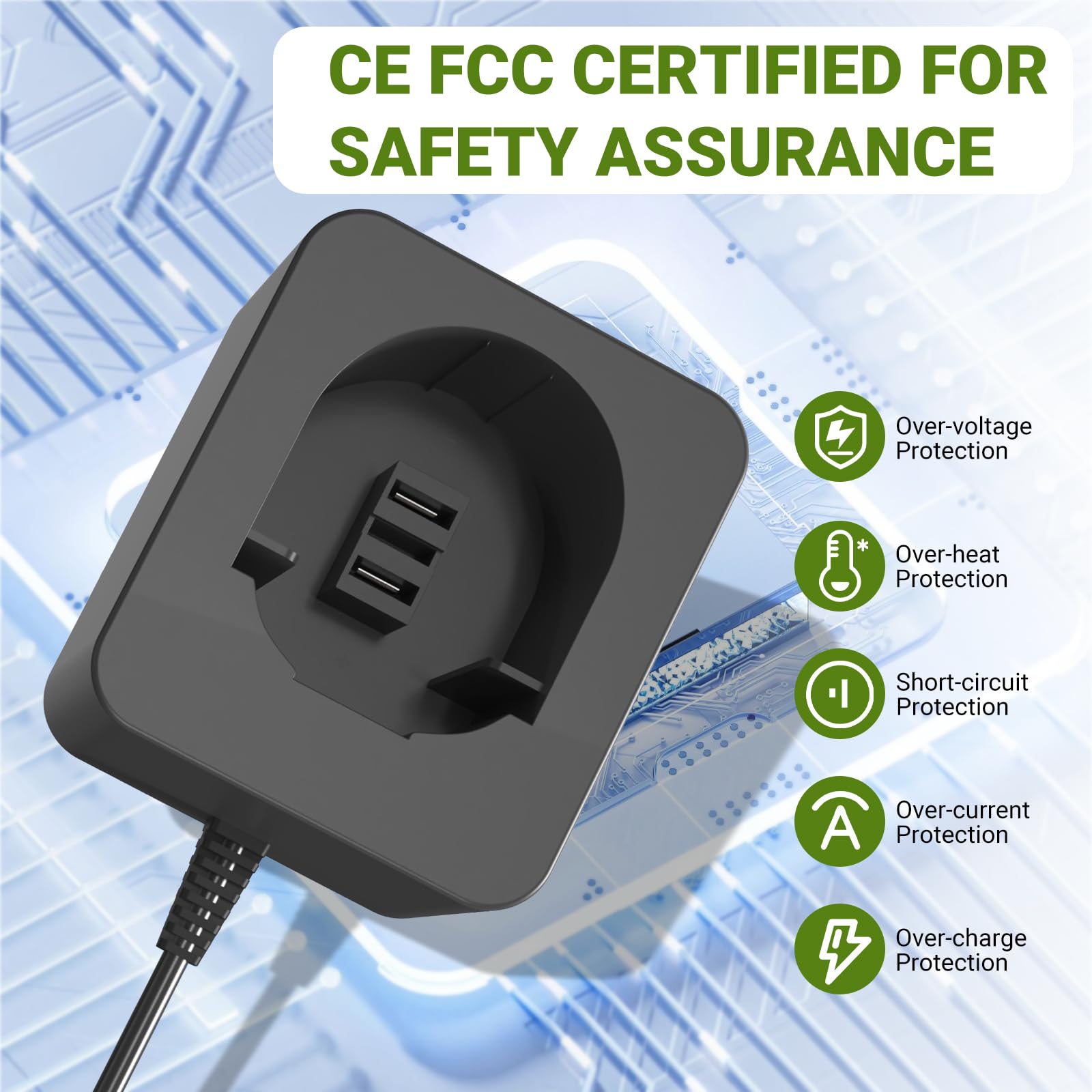 Hanaix 100-240V AC input enables global use with this charger.