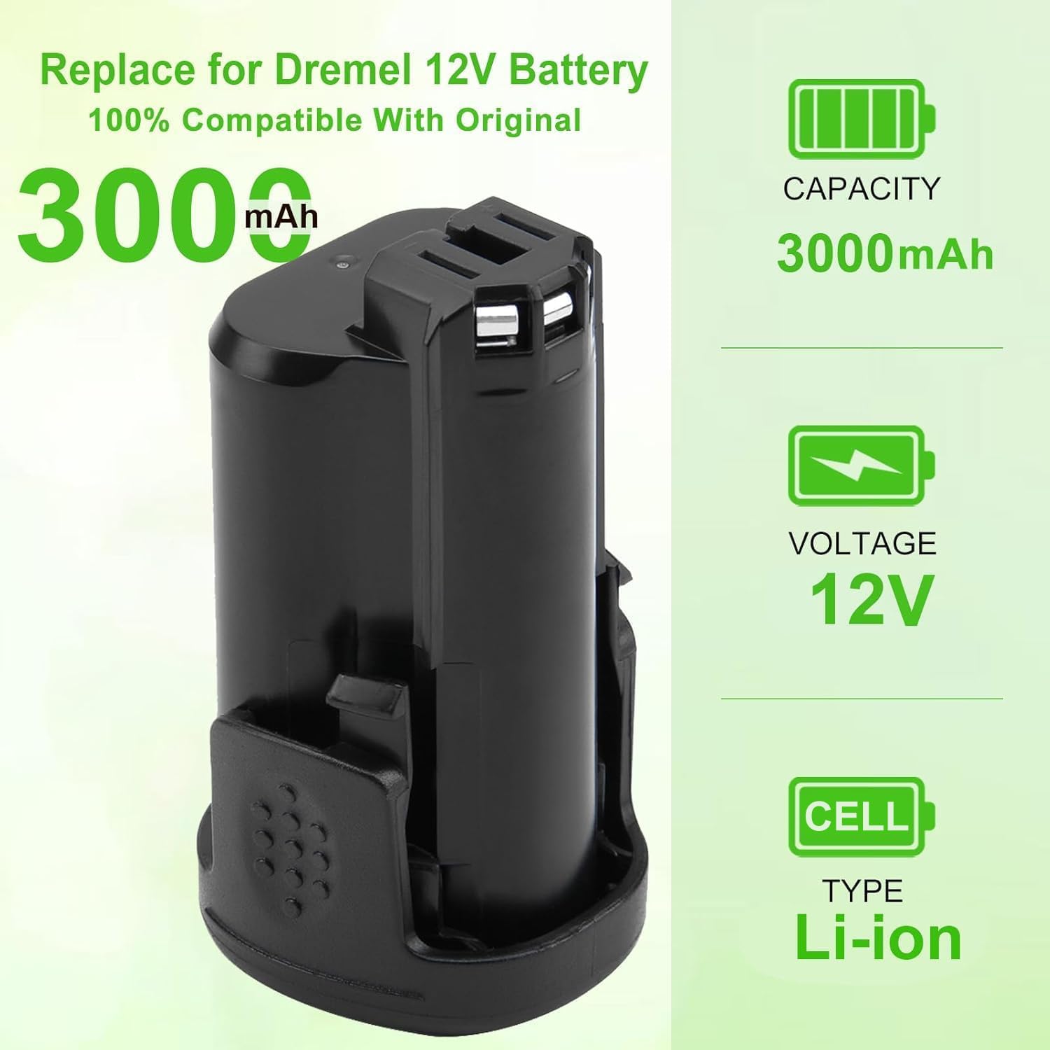 Hanaix 12V 3.0Ah battery for extended cordless use.