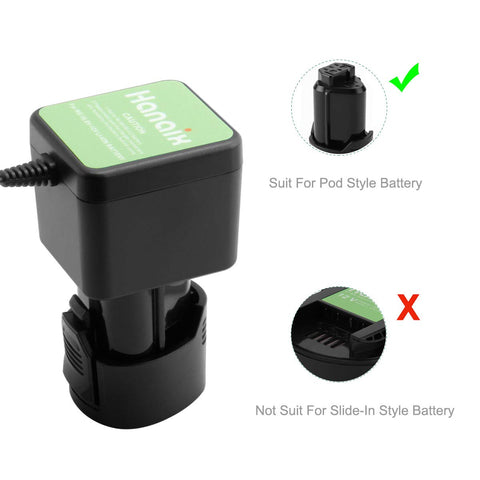 Hanaix 12V Li-ion charger in use powering a Ridgid battery during a quick repair