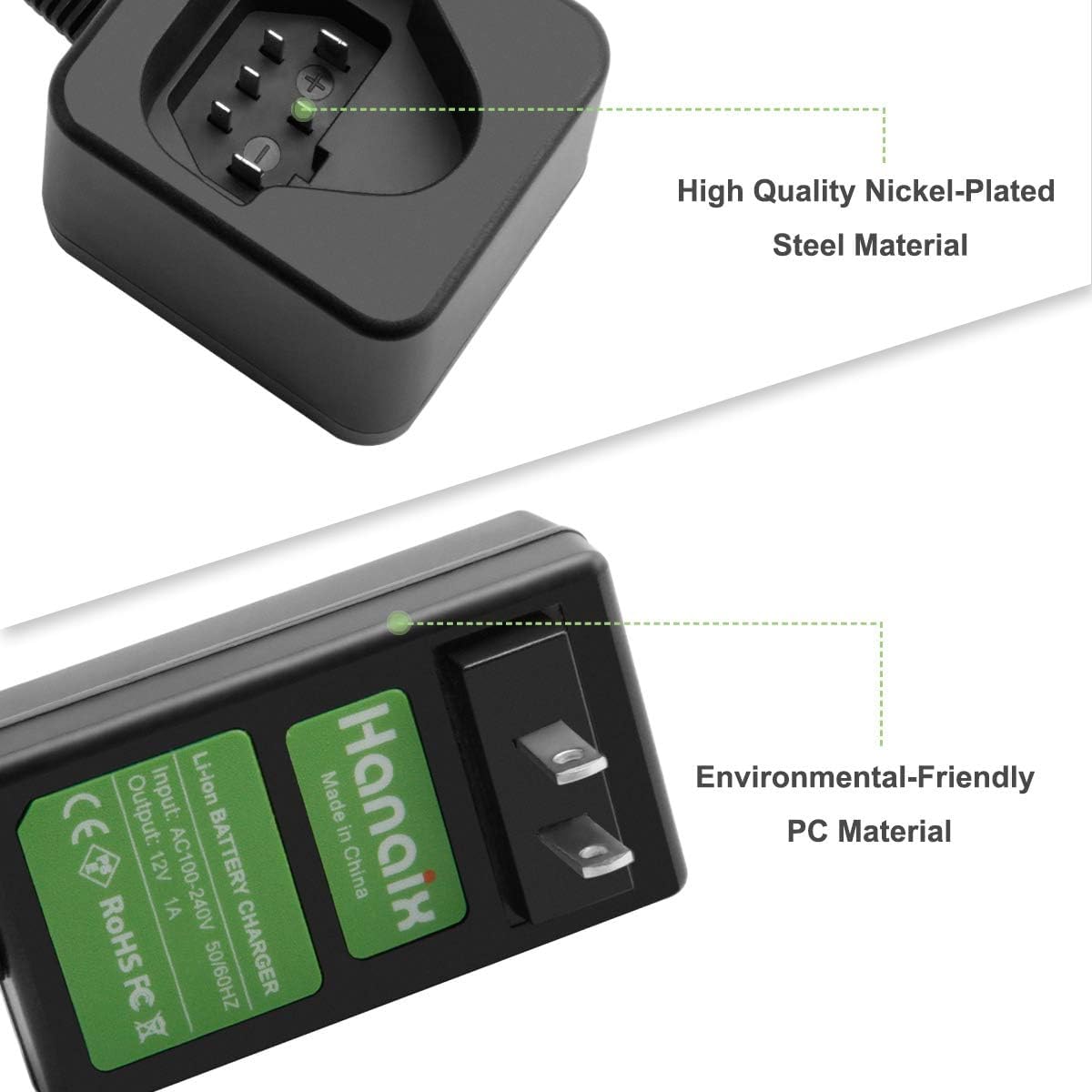 Hanaix 12V charger with safety features suited for Ridgid battery care