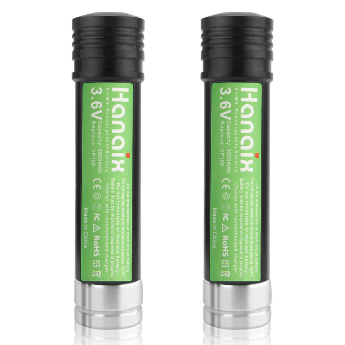 Hanaix 2-pack 3500mAh Ni-MH 3.6V battery ready for easy replacement.