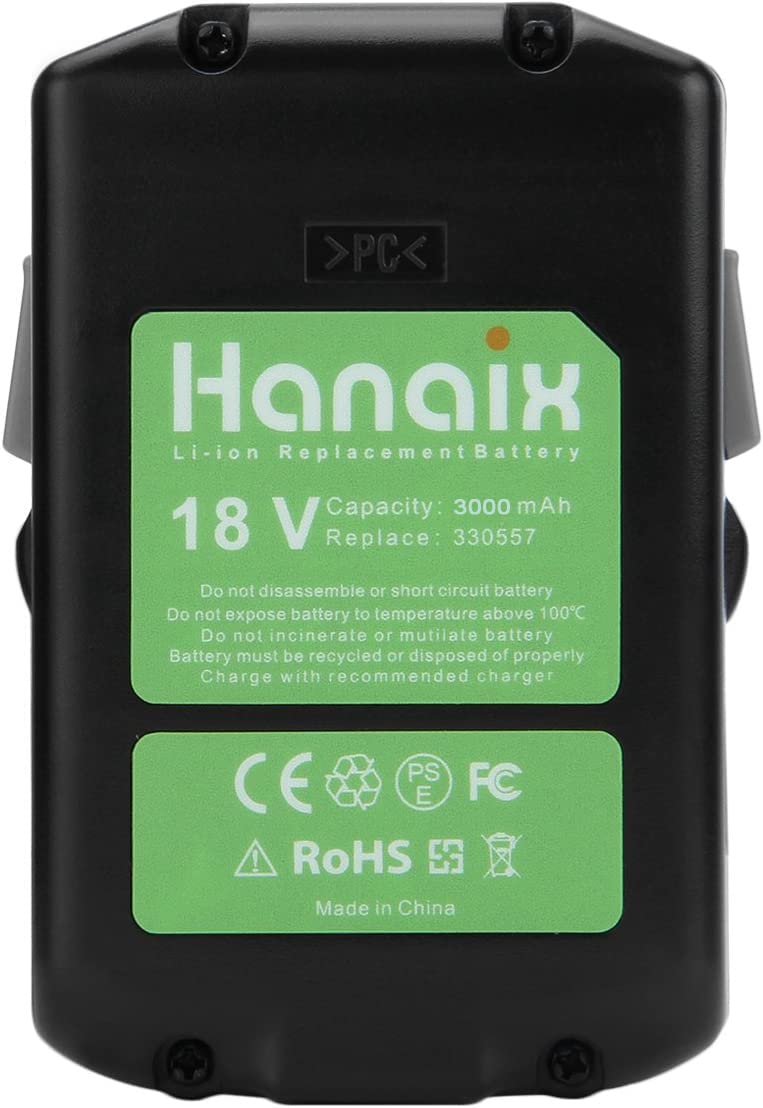 Hanaix 3.0Ah 18V battery model 330557 visual for common Hitachi tools