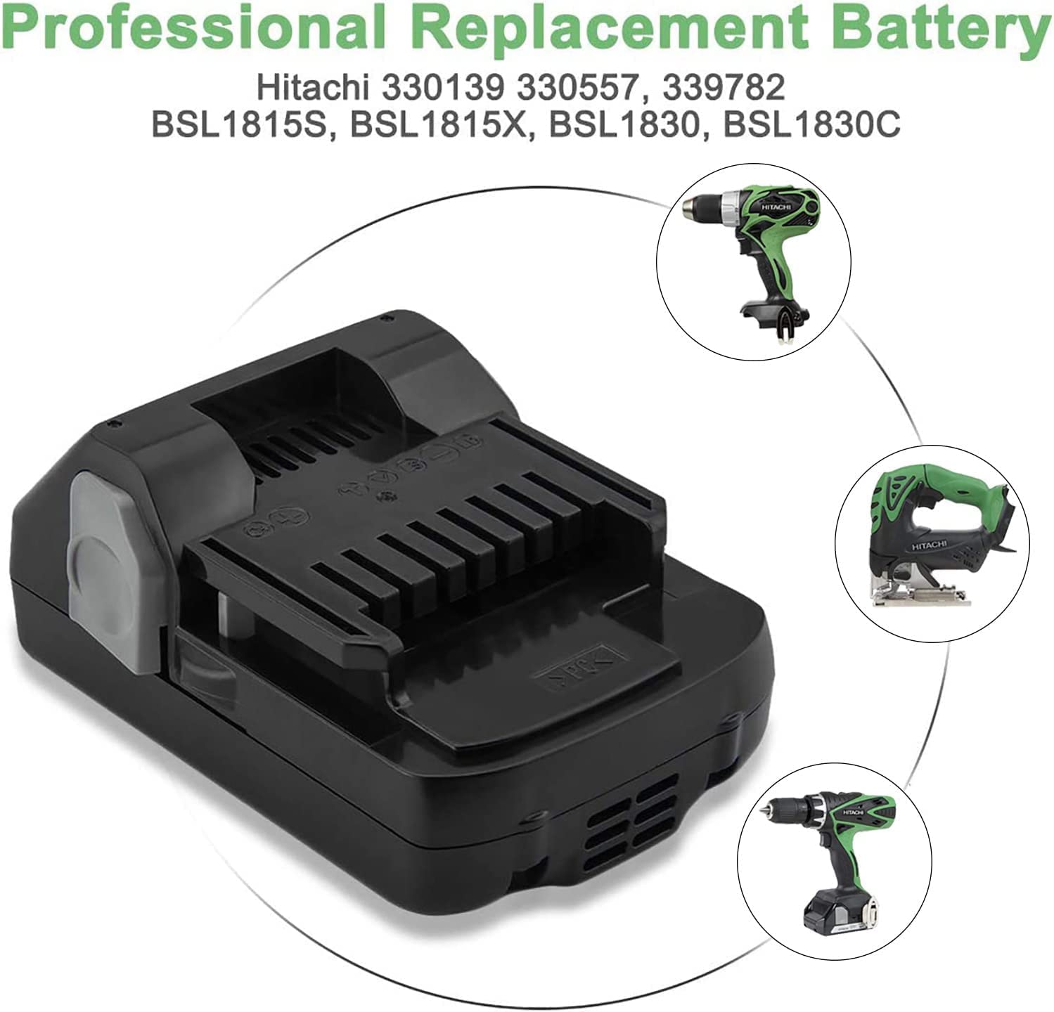 Hanaix 3.0Ah 18V battery for Hitachi BSL1815S showcasing reliable power on site