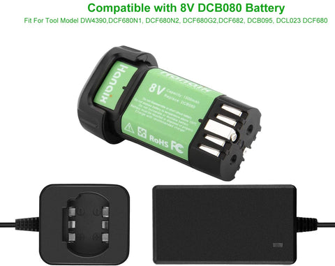Hanaix 8V charger with DCF680N1 plug-in during setup.