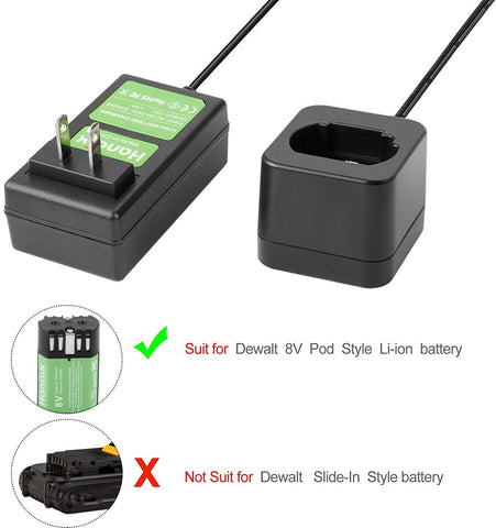 Hanaix 8V charger fitted for DCF680N2 attachment showing compatibility.