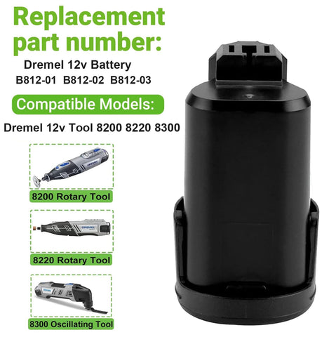 Hanaix battery compatible with Dremel 8200/8220/8300 tools.
