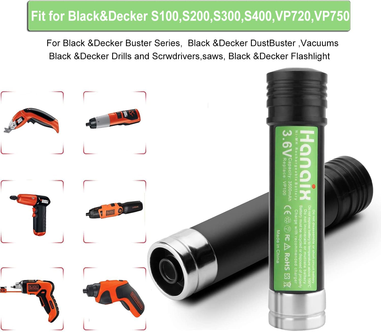 Hanaix Versapak VP100/VP105 compatible battery for versatile tool use.