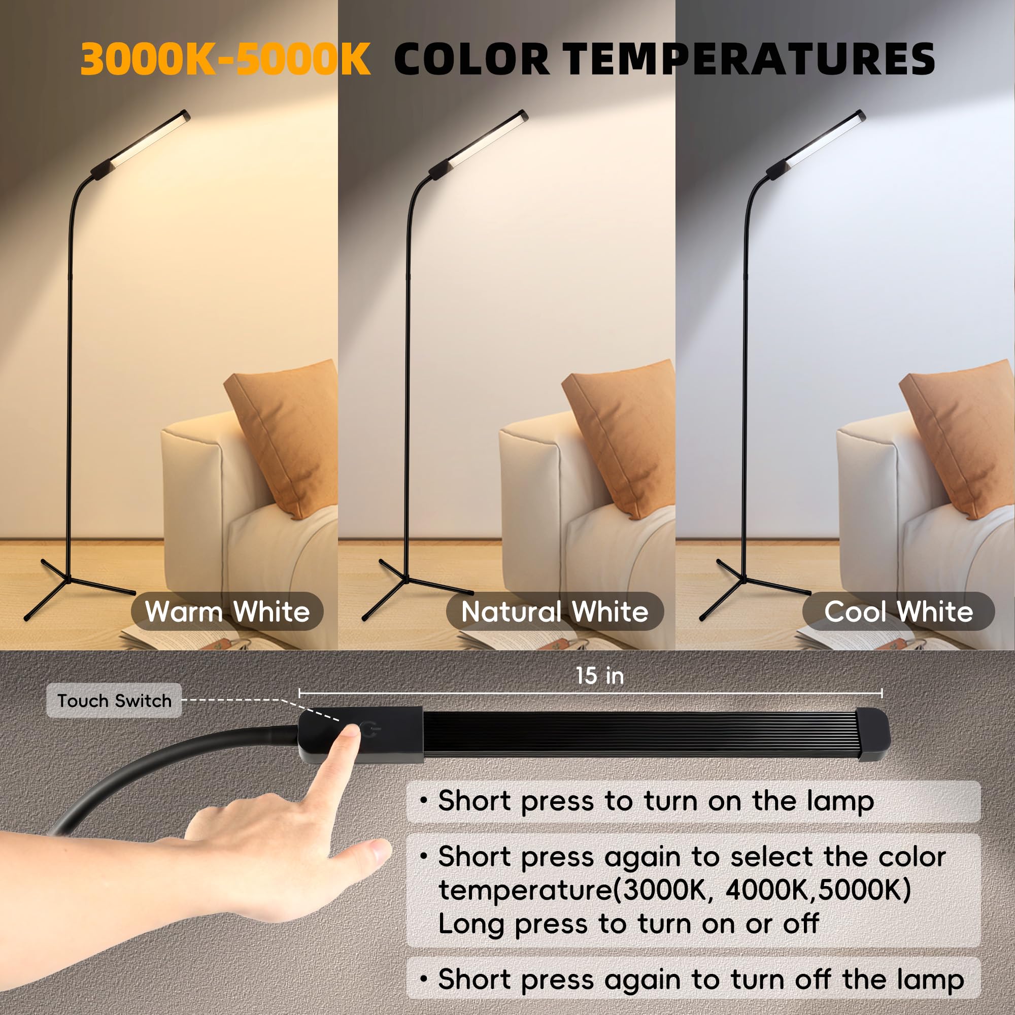Hanaking floor lamp 360-degree neck directs light for precise lash work