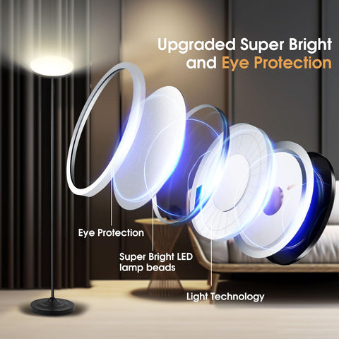 Hanaking Floor Lamp color-temperature adjustment from warm to daylight ambience