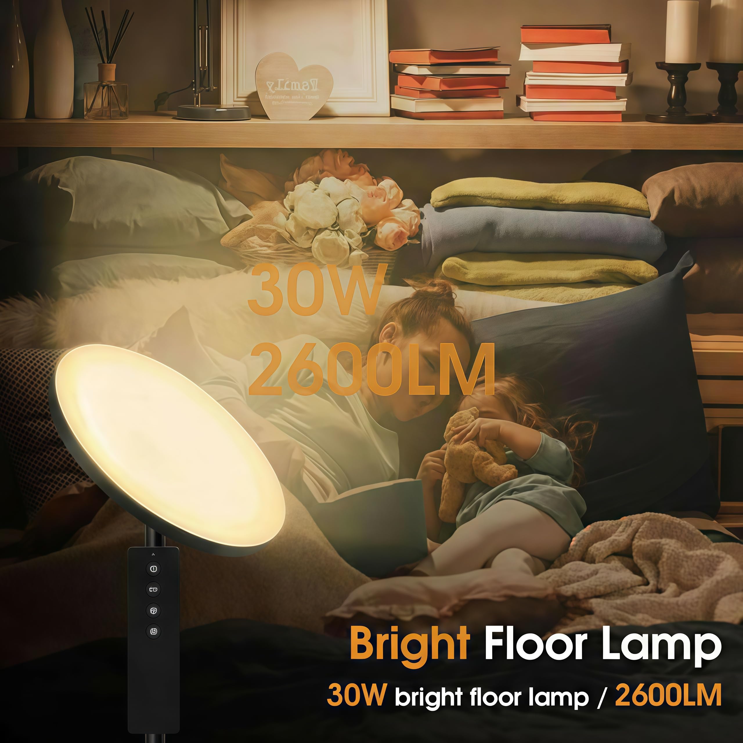 Hanaking Floor Lamp sturdy base and 350-degree head for flexible lighting angles