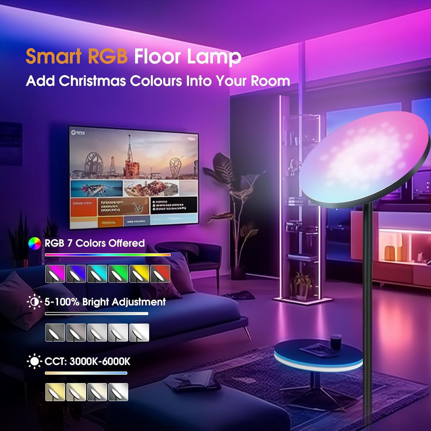 Hanaking stepless color temperature 3000K-6500K for warm to cool ambiance