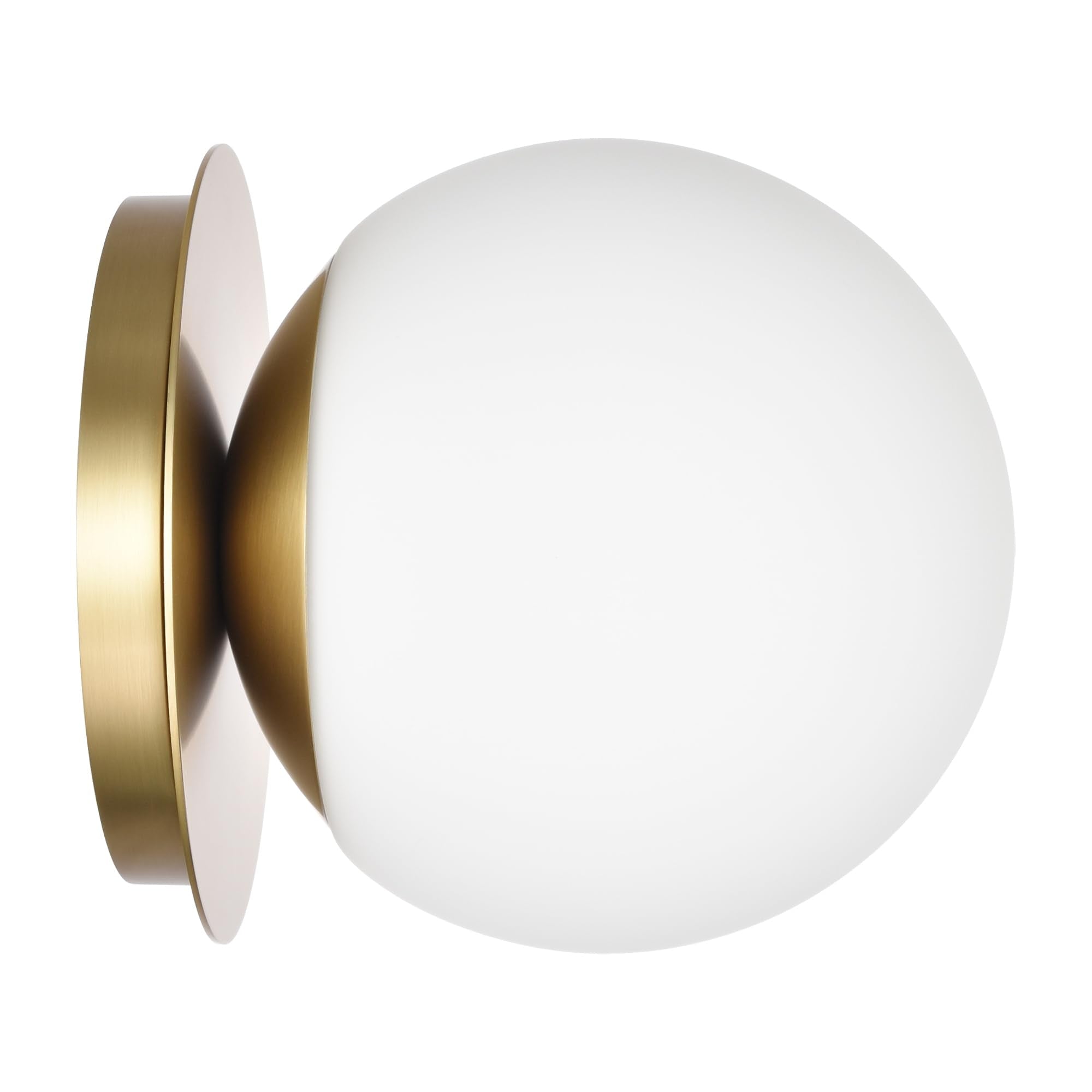 Hanaloa wall sconce globe aged brass diffuses light for bedrooms.