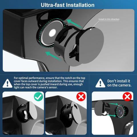HanCenDa LED blocker on Ray-Ban Meta Wayfarer side profile—preserves camera usability