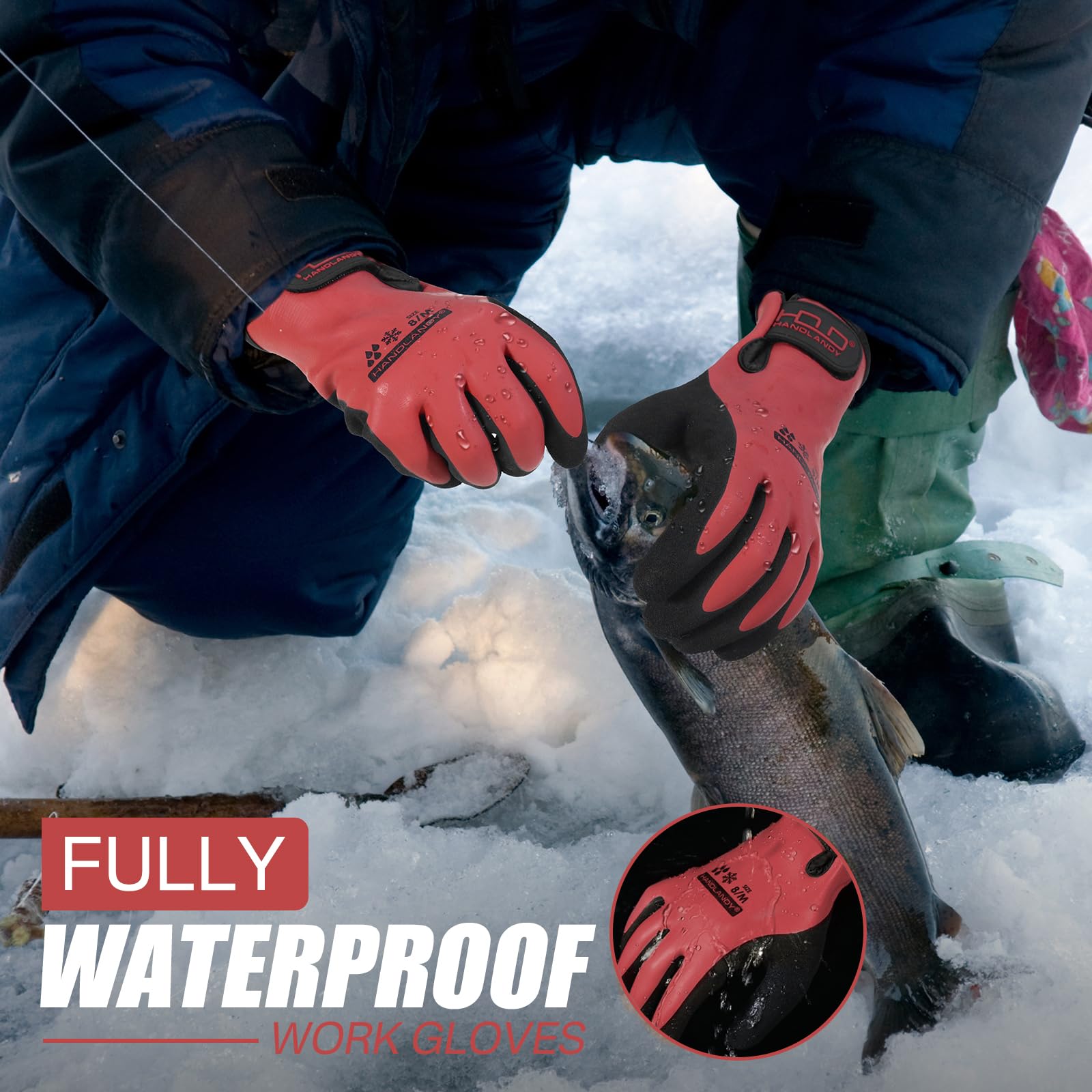 HANDLANDY durable grip gloves with sanded rubber coating for wet or dry tasks.