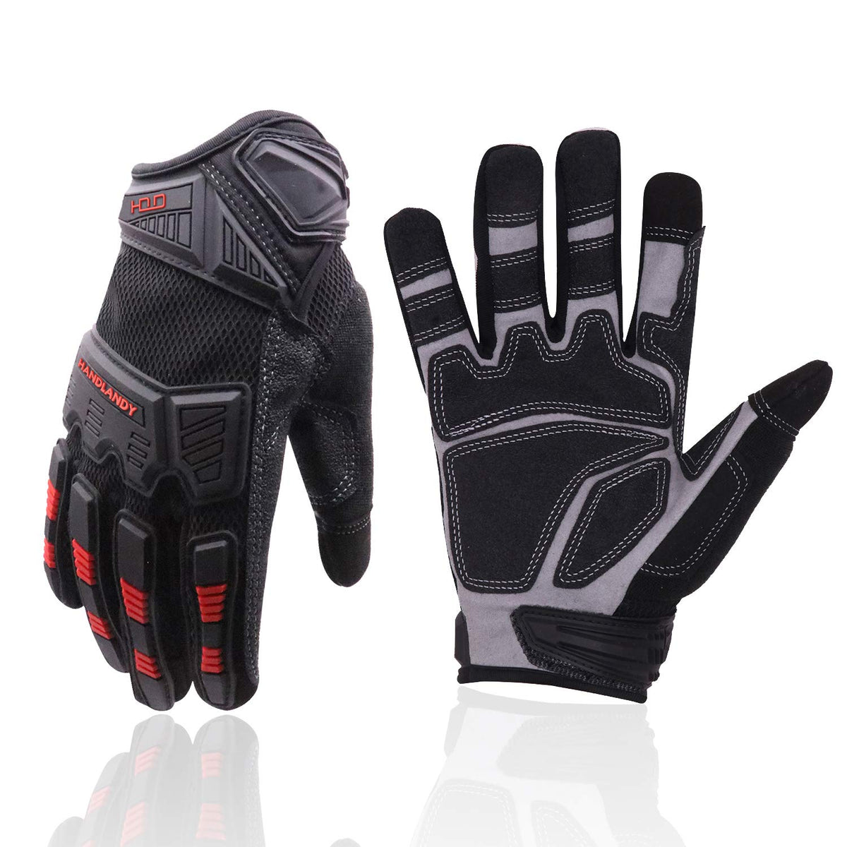 HANDLANDY work gloves back view shows full knuckle protection for demanding tasks