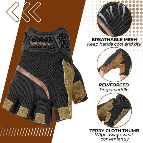 HANDLANDY pigskin leather palm offers durability and soft, flexible comfort.
