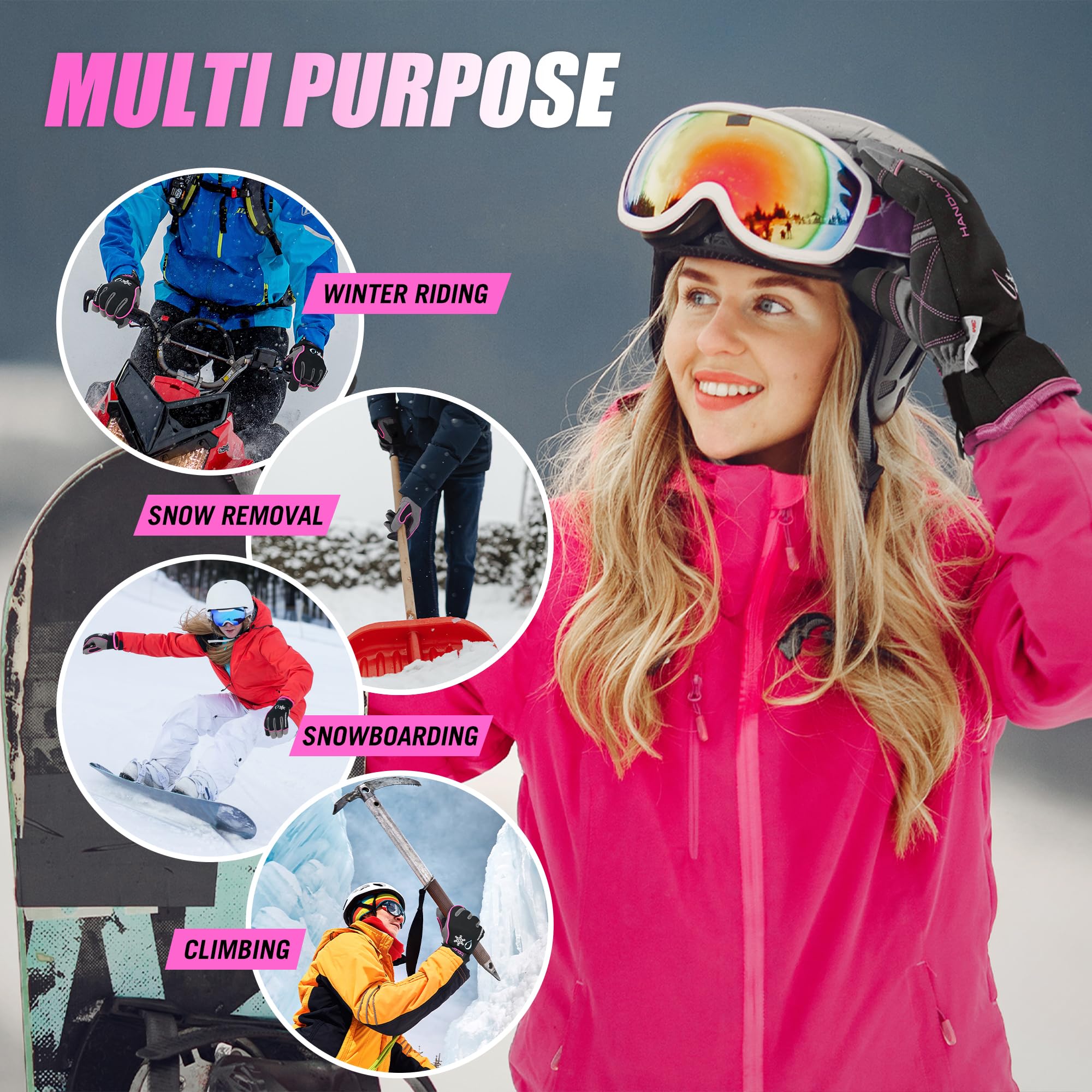 HANDLANDY pink women’s gloves in small size for a snug fit.
