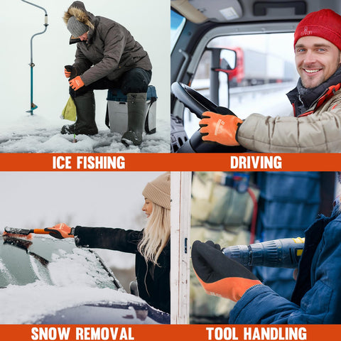 HANDLANDY orange large gloves suitable for men and women in cold weather