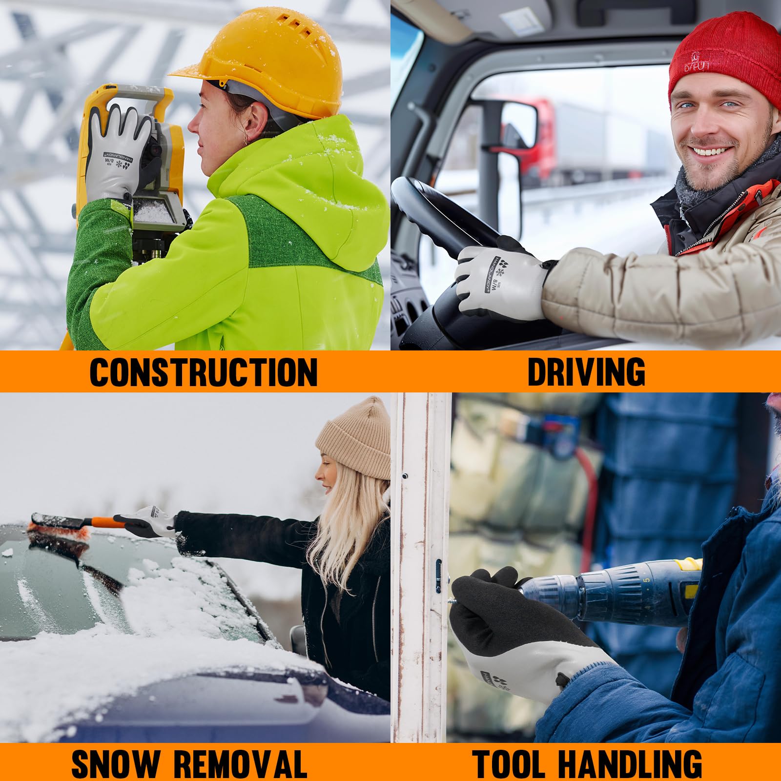 HANDLANDY thermal-lined winter gloves keeping hands warm during cold outdoor tasks.