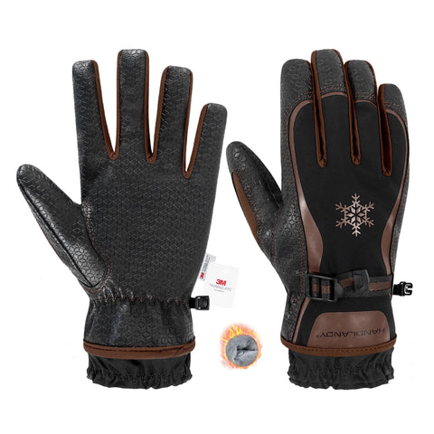 Handlandy waterproof insulated gloves with a palm grip for secure handling in cold conditions