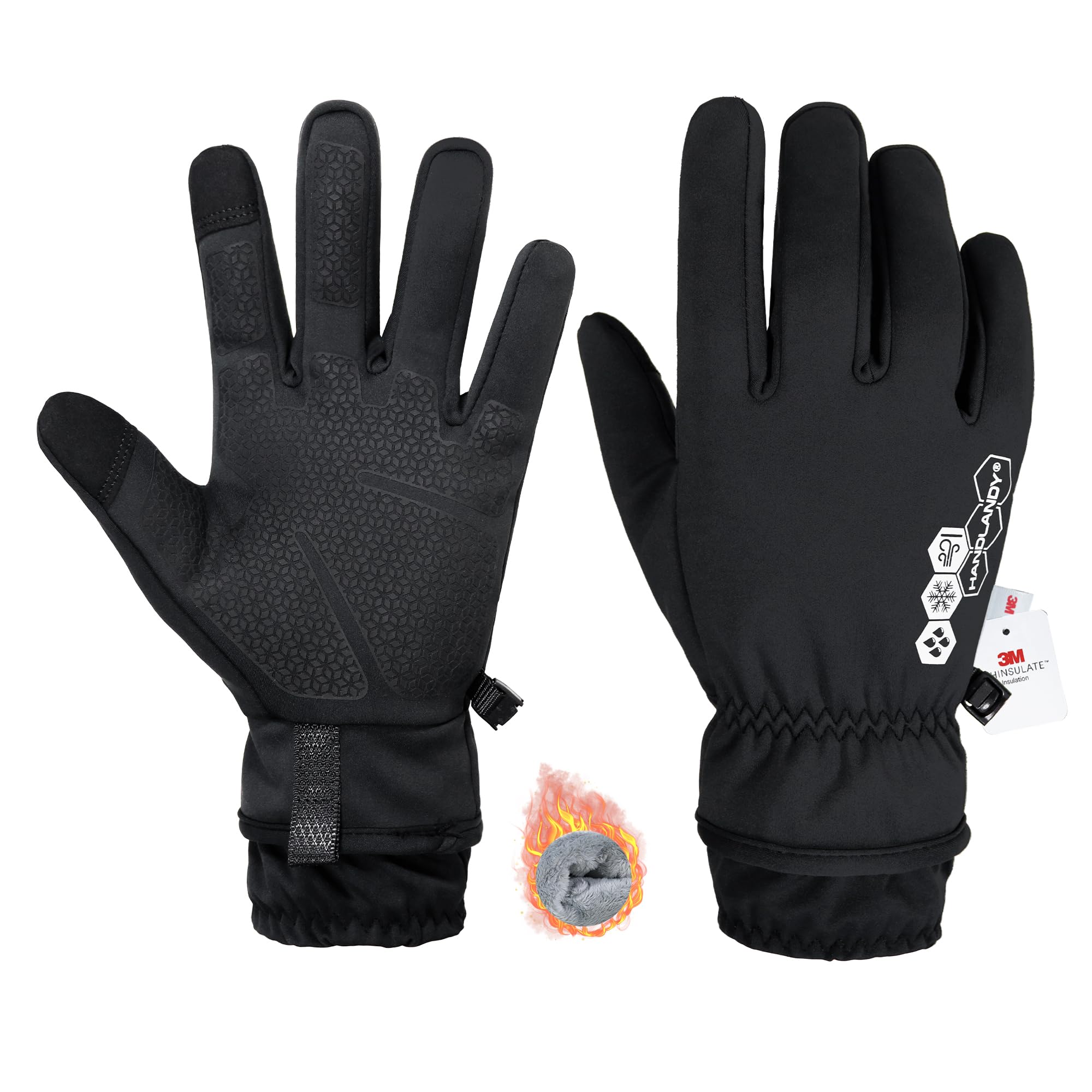 HANDLANDY waterproof insulated gloves with palm grip keep hands warm and dry on the jobsite.