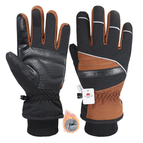 HANDLANDY waterproof insulated gloves with PU leather palm for a secure grip.