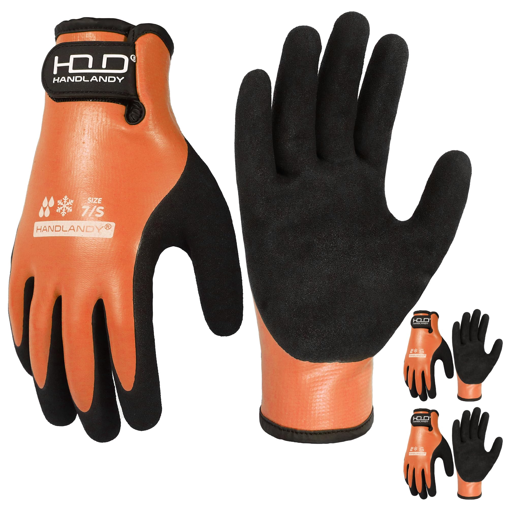 HANDLANDY waterproof winter gloves closeup showing a dry grip in wet conditions