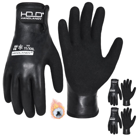 Handlandy waterproof work gloves show a rubber outer surface for dry protection in wet conditions.