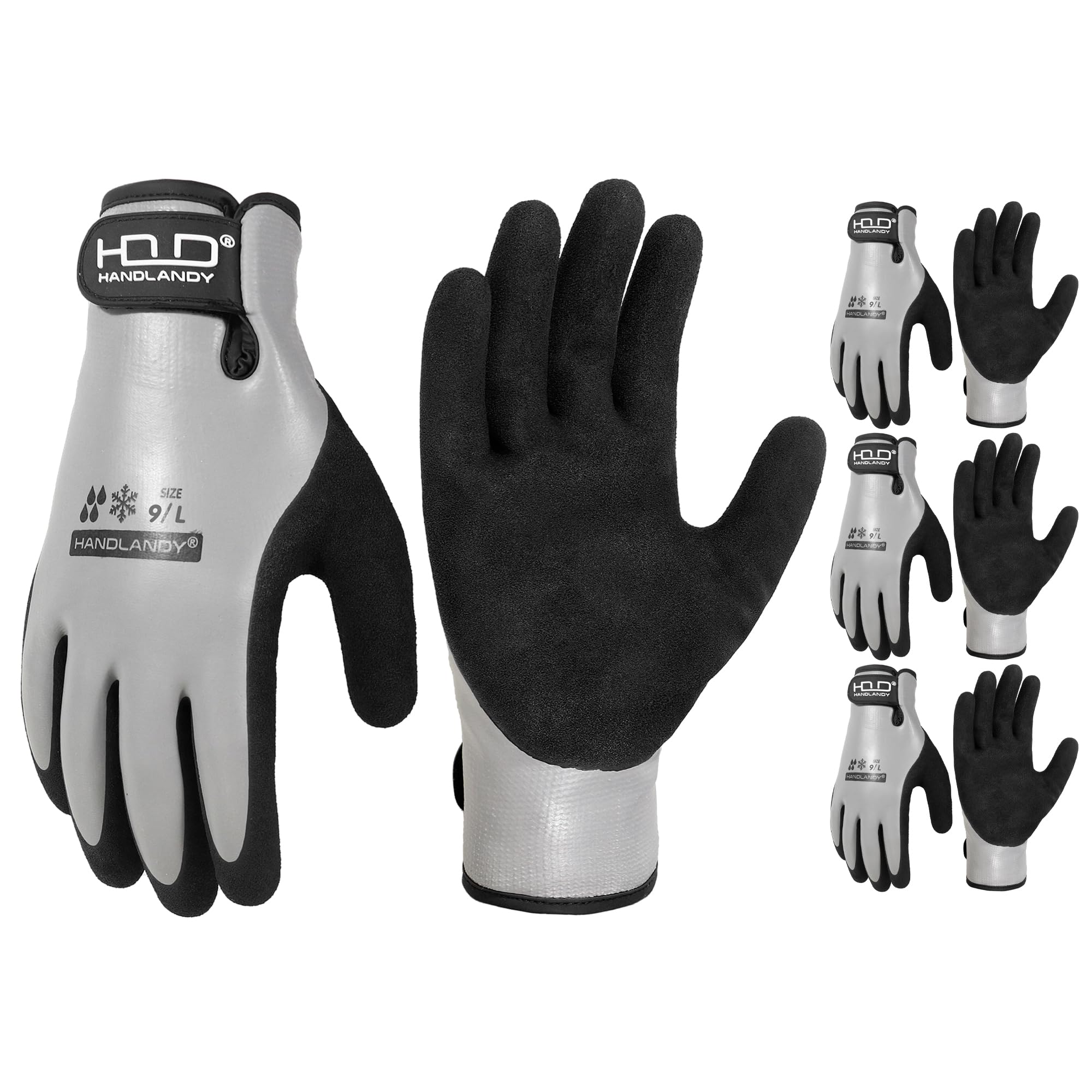 HANDLANDY waterproof work gloves with outer rubber surface for reliable rain protection.