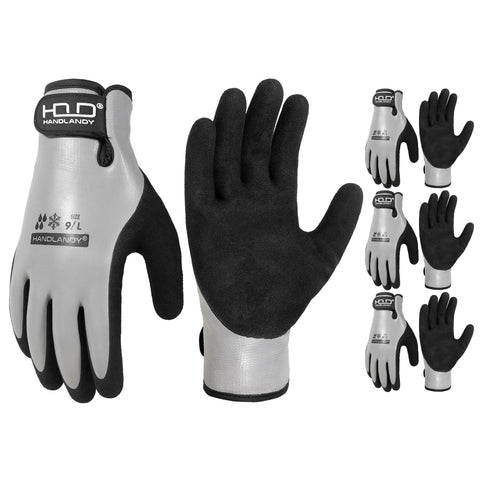 HANDLANDY waterproof work gloves with outer rubber surface for reliable rain protection.
