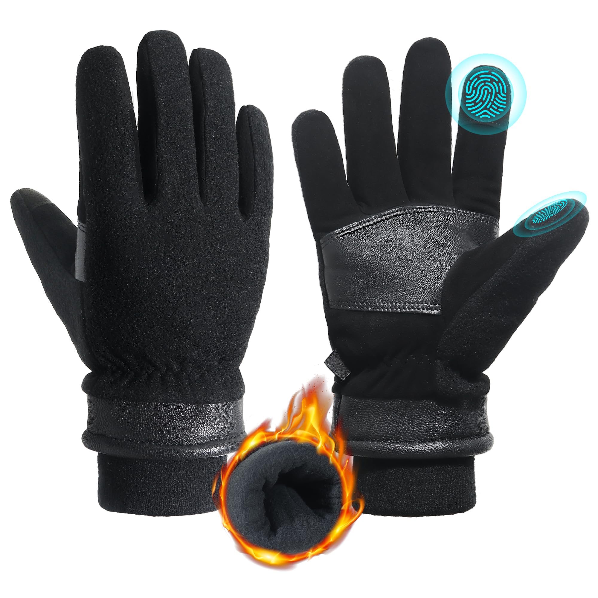 Handlandy winter gloves in black shell protecting hands from cold and moisture