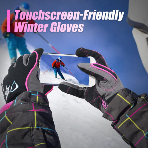 HANDLANDY winter gloves in action during skiing and snow activities.