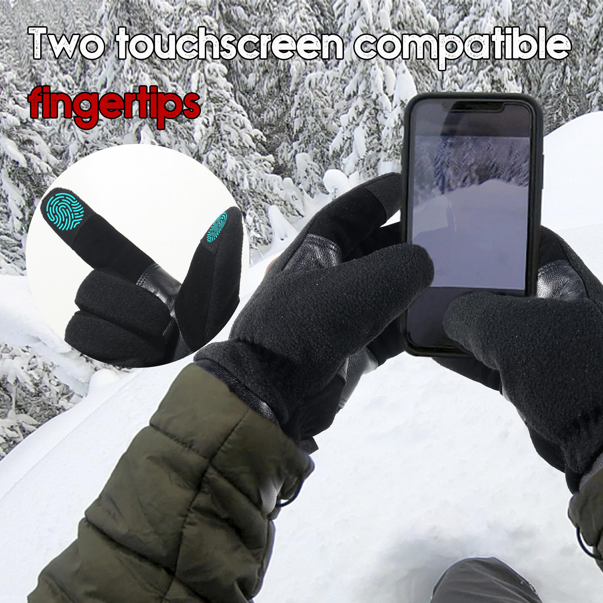 Handlandy gloves with leather palm for enhanced grip on icy surfaces
