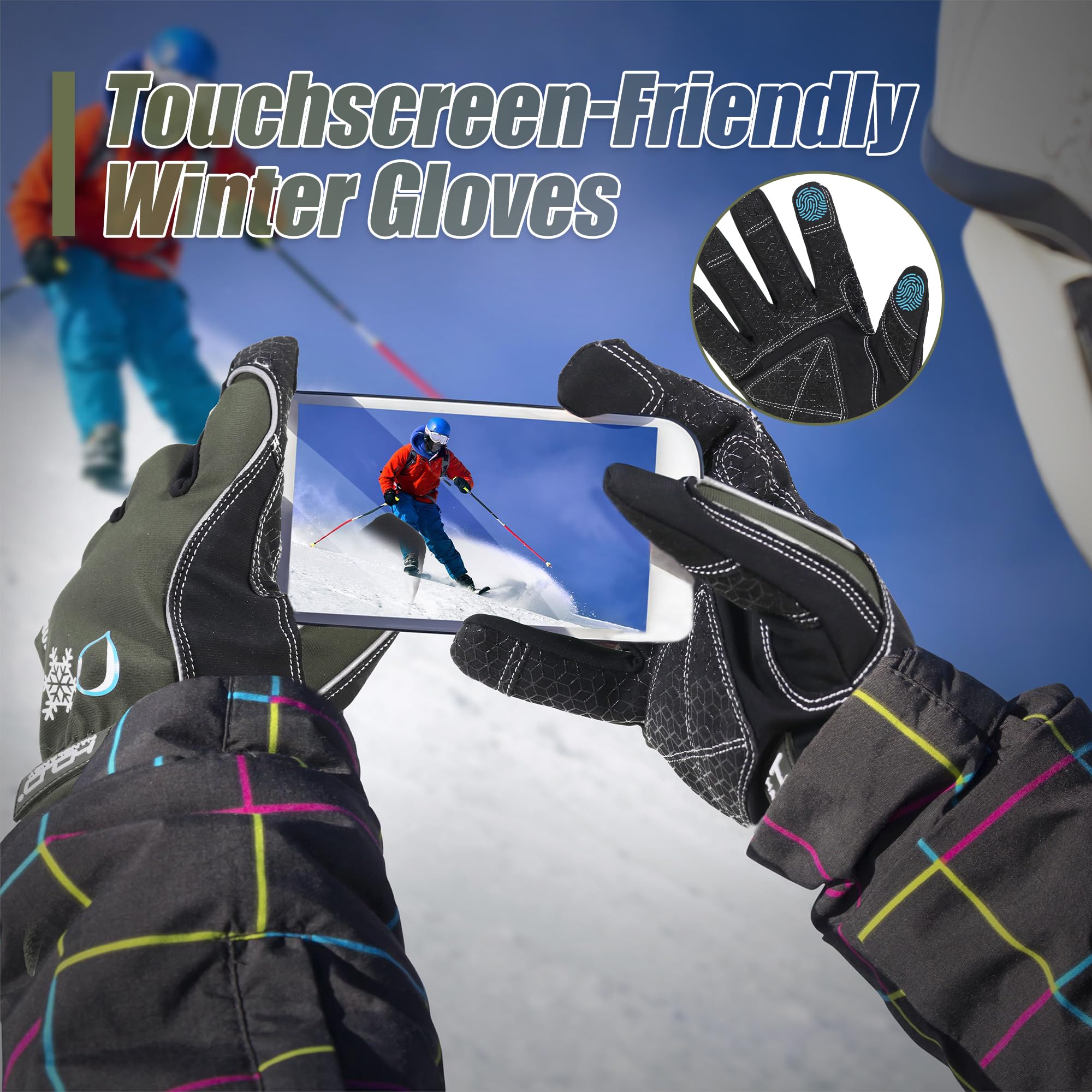 HANDLANDY winter insulated gloves with easy pull tabs for one-handed wear.