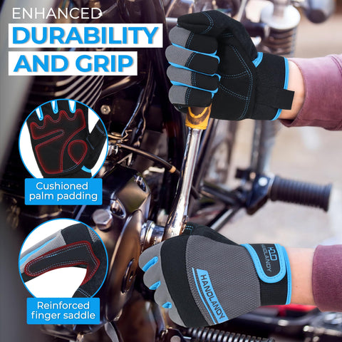HANDLANDY gloves with padded palm for vibration reduction.