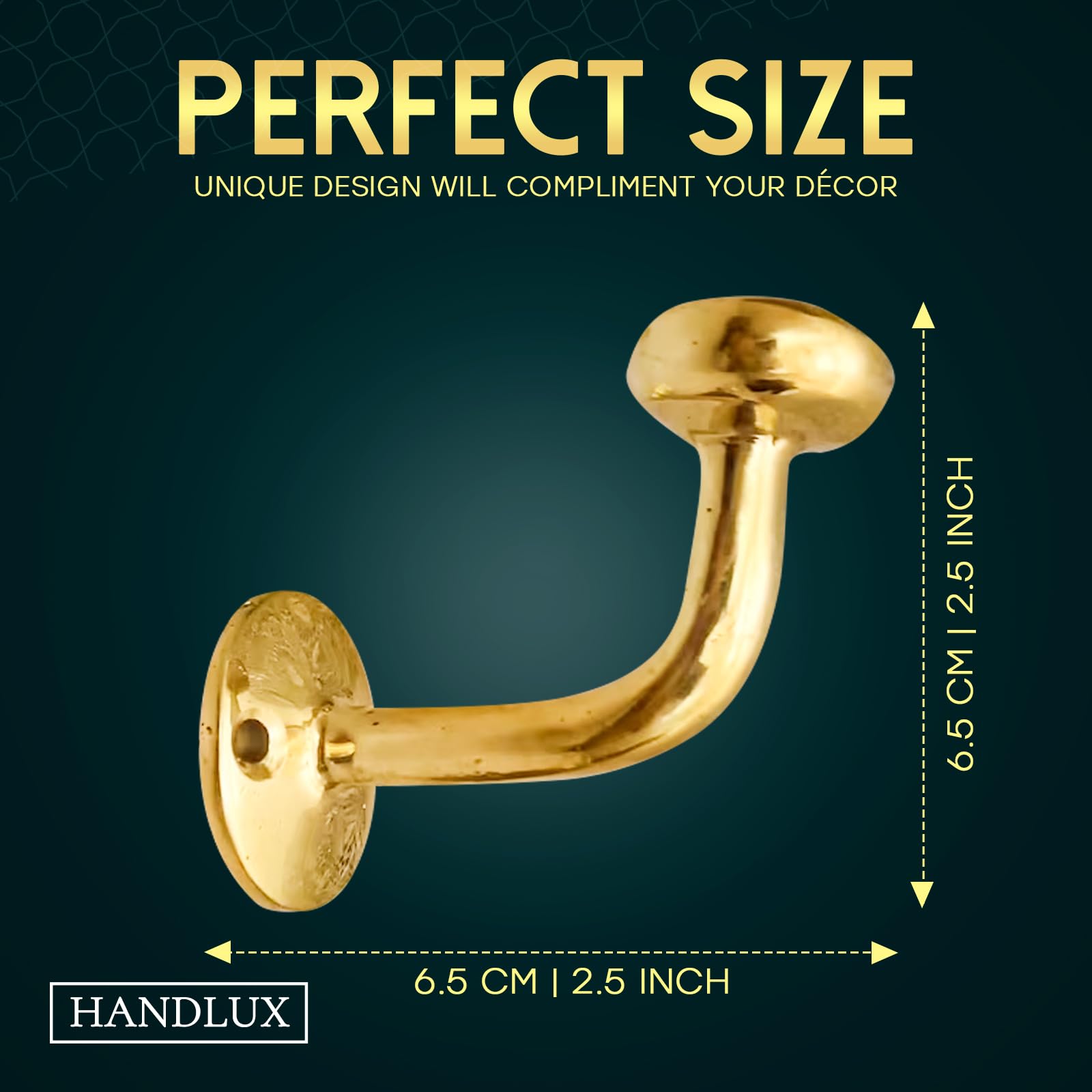 HANDLUX unlacquered brass wall hook securing robes in style